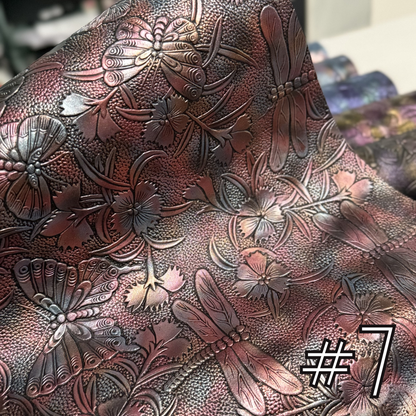 Multi Tonal Garden of Wings Embossed Faux Leather Half Yard Roll