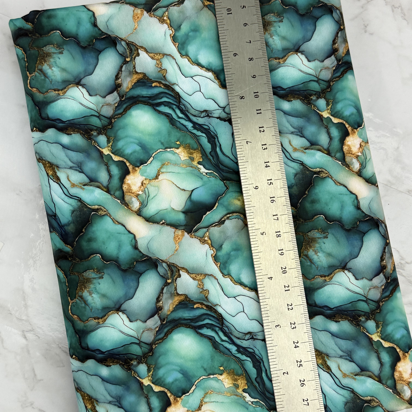 Emerald Green Marble HydroReminisce™ Bonded Polyester Waterproof Fabric
