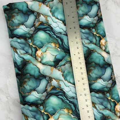 Emerald Green Marble HydroReminisce™ Bonded Polyester Waterproof Fabric