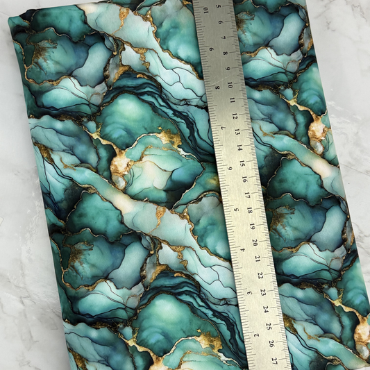 Emerald Green Marble HydroReminisce™ Bonded Polyester Waterproof Fabric