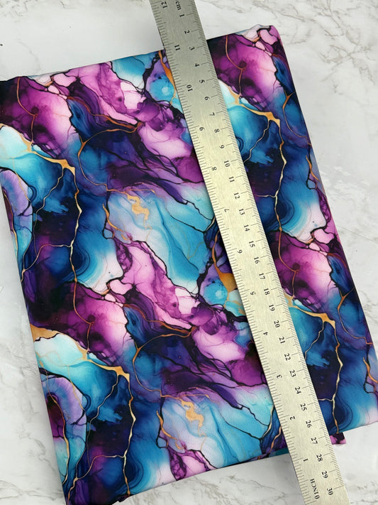 Teal Marble HydroReminisce™ Bonded Polyester Waterproof Fabric