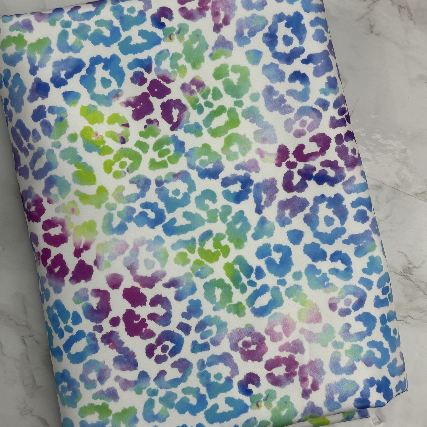 Blue Tie Dye Leopard HydroReminisce™ Bonded Polyester Waterproof Fabric