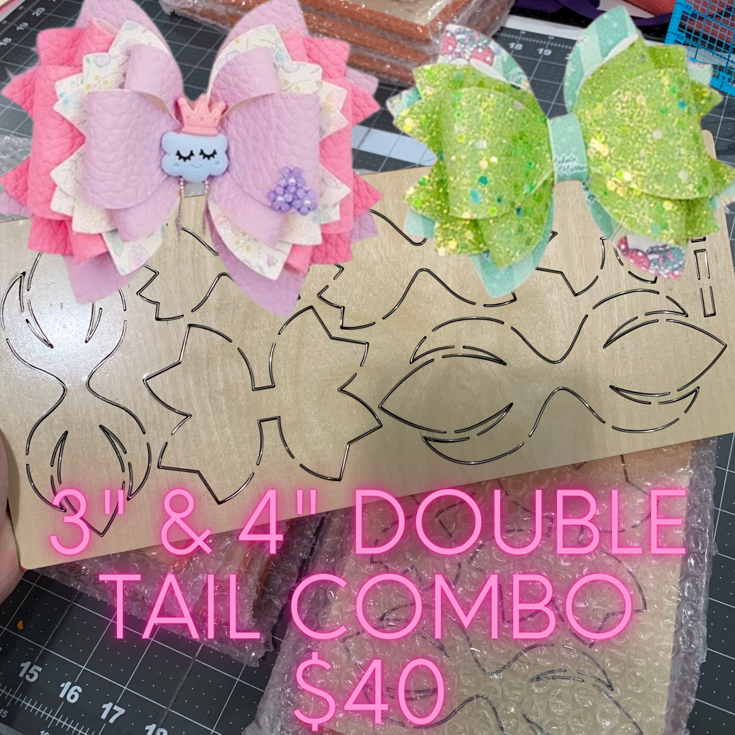 3" & 4" Double Tail Combo wooden die cut SIZZIX BIG SHOT