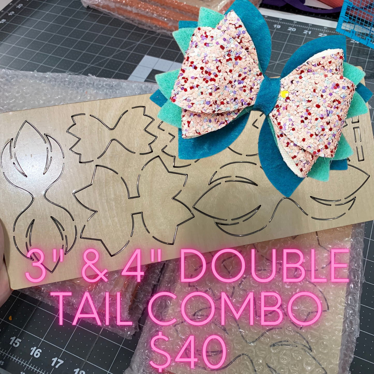 3" & 4" Double Tail Combo wooden diecut