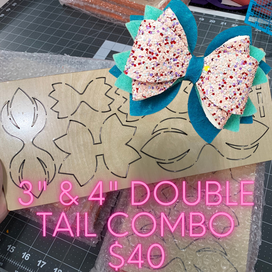 3" & 4" Double Tail Combo wooden diecut