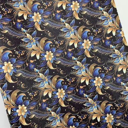 Batik style floral medium scale Pebble Vinyl Custom Print
