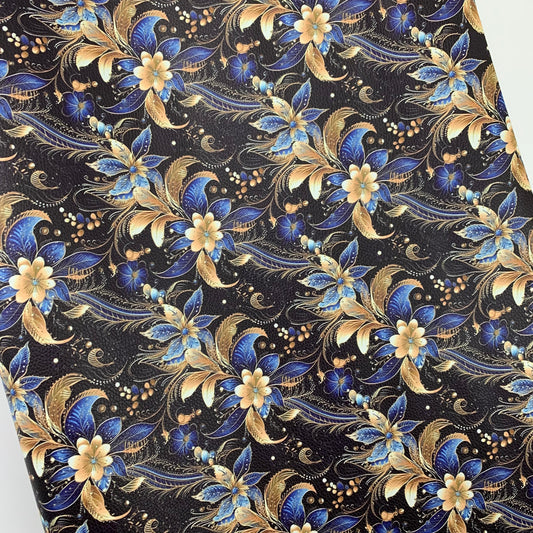 Batik style floral medium scale Pebble Vinyl Custom Print