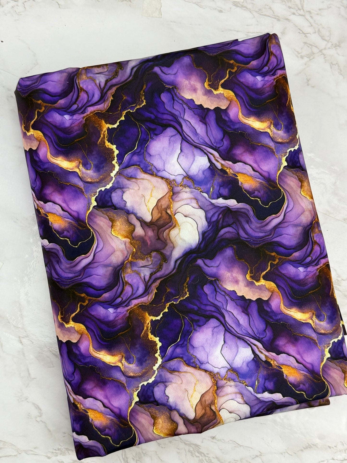 Purple Marble HydroReminisce™ Bonded Polyester Waterproof Fabric