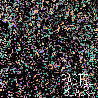 Pastel Black Sequin Velvet Four Way Stretch Fabric