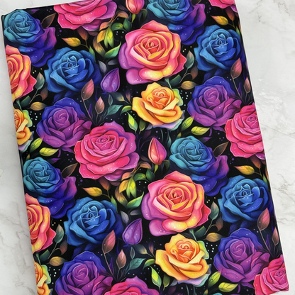 Neon Roses HydroReminisce™ Bonded Polyester Waterproof Fabric