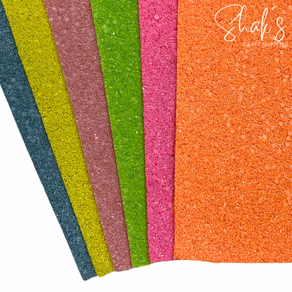 Neon Chunky Glitter Faux Leather Sheet with Soft Polyester Backing