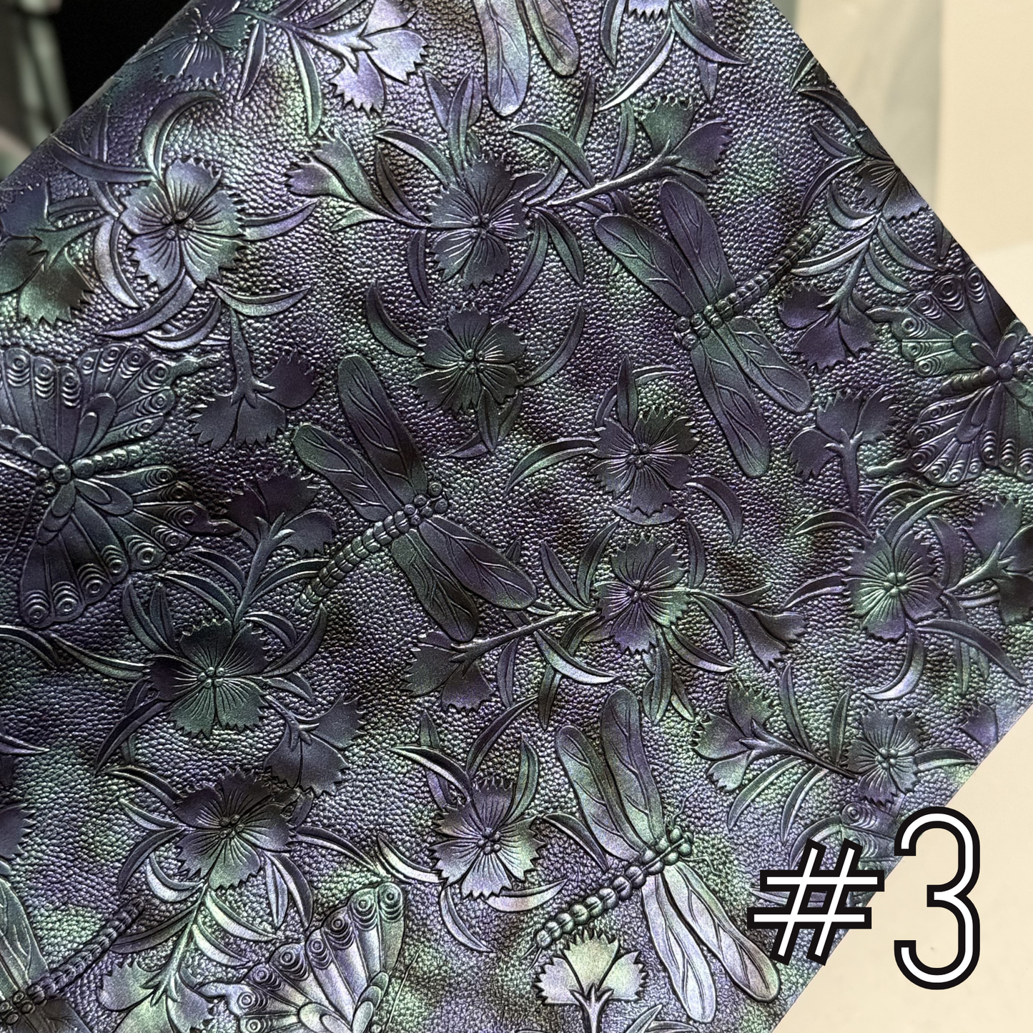 Multi Tonal Garden of Wings Embossed Faux Leather Half Yard Roll