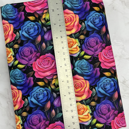 Neon Roses HydroReminisce™ Bonded Polyester Waterproof Fabric