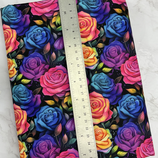 Neon Roses HydroReminisce™ Bonded Polyester Waterproof Fabric