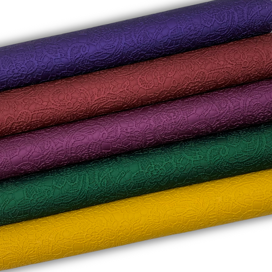 Paisley Lace Floral Embossed Faux Leather - Sheets and Rolls