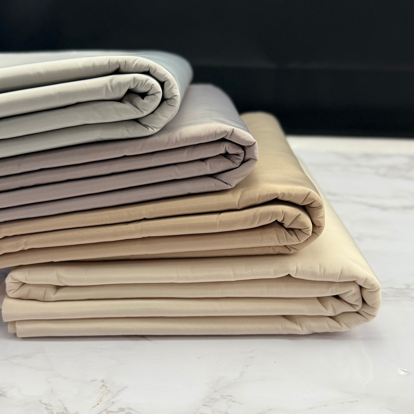Linen Khaki Beige Light Gray Solid Color HydroReminisce™ Luxury Fabric (BONDED POLYESTER)