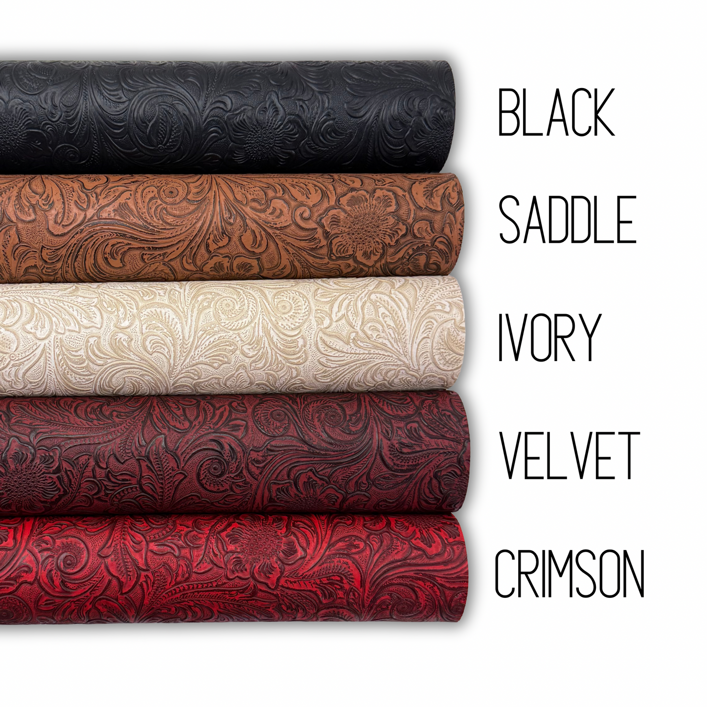 Tooled Blooms Embossed Faux Leather