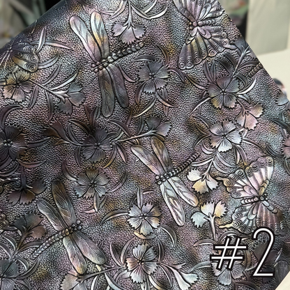 Multi Tonal Garden of Wings Embossed Faux Leather Half Yard Roll