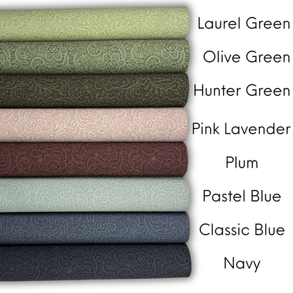 Paisley Floral Embossed Faux Leather Half Yard Rolls NEW STOCK MAY 2026