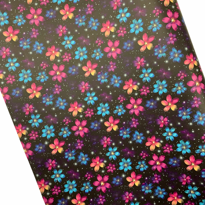 Neon Dainty Floral Small Scale Smooth Vinyl Custom Print