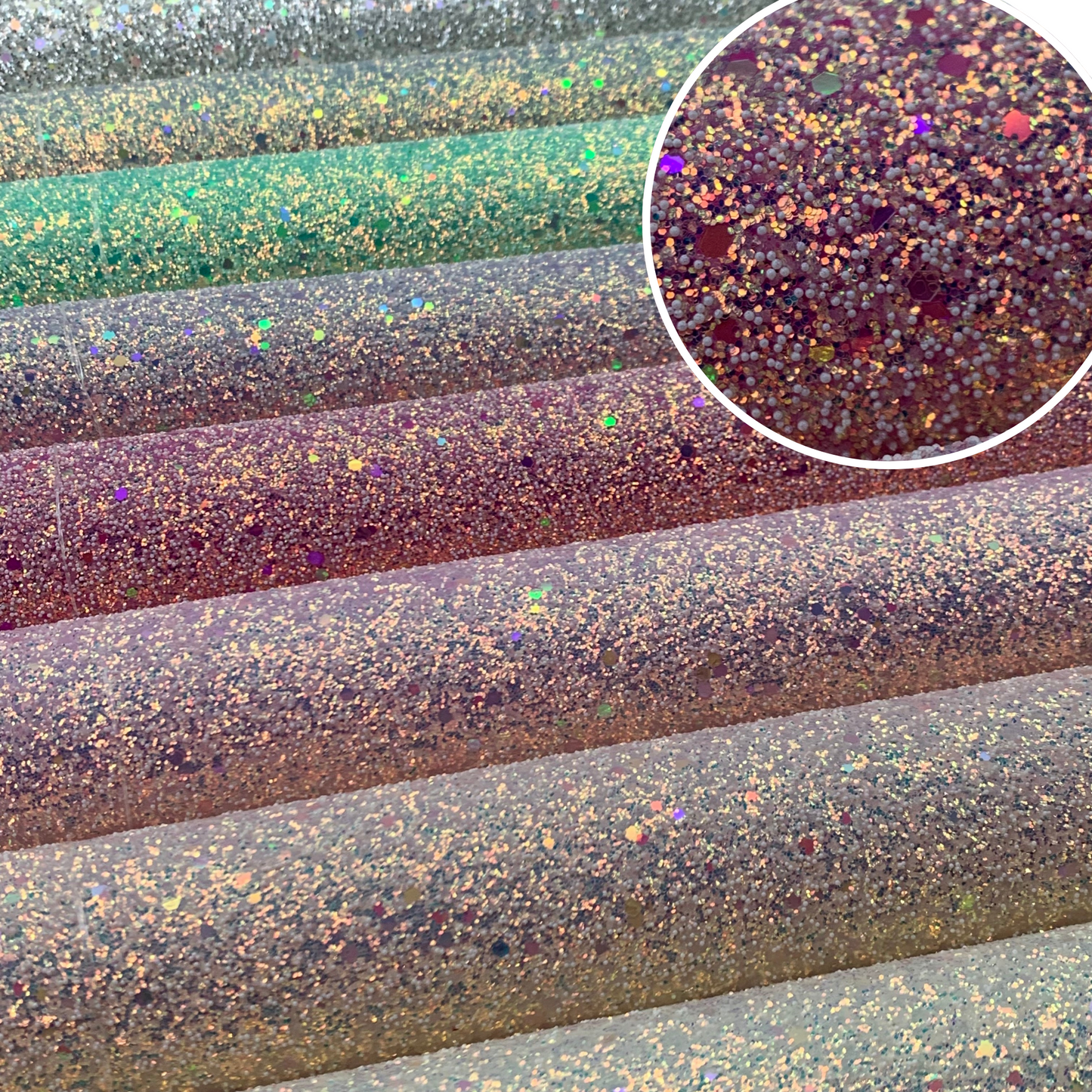 PEARL GLAM Chunky Glitter Faux Leather with Soft Felt Backing