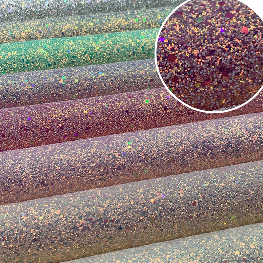 PEARL GLAM Chunky Glitter Faux Leather with Soft Felt Backing