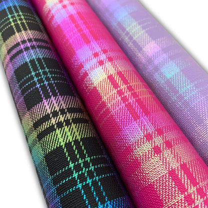 Plaid Iridescent Faux Leather - Half Yard Roll