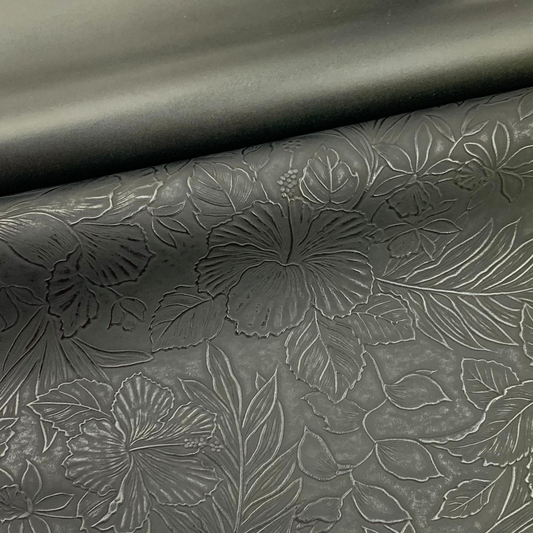 RESTOCK APRIL 2026 BLACK “Embossed Tropics” Faux Leather Half Yard Rolls