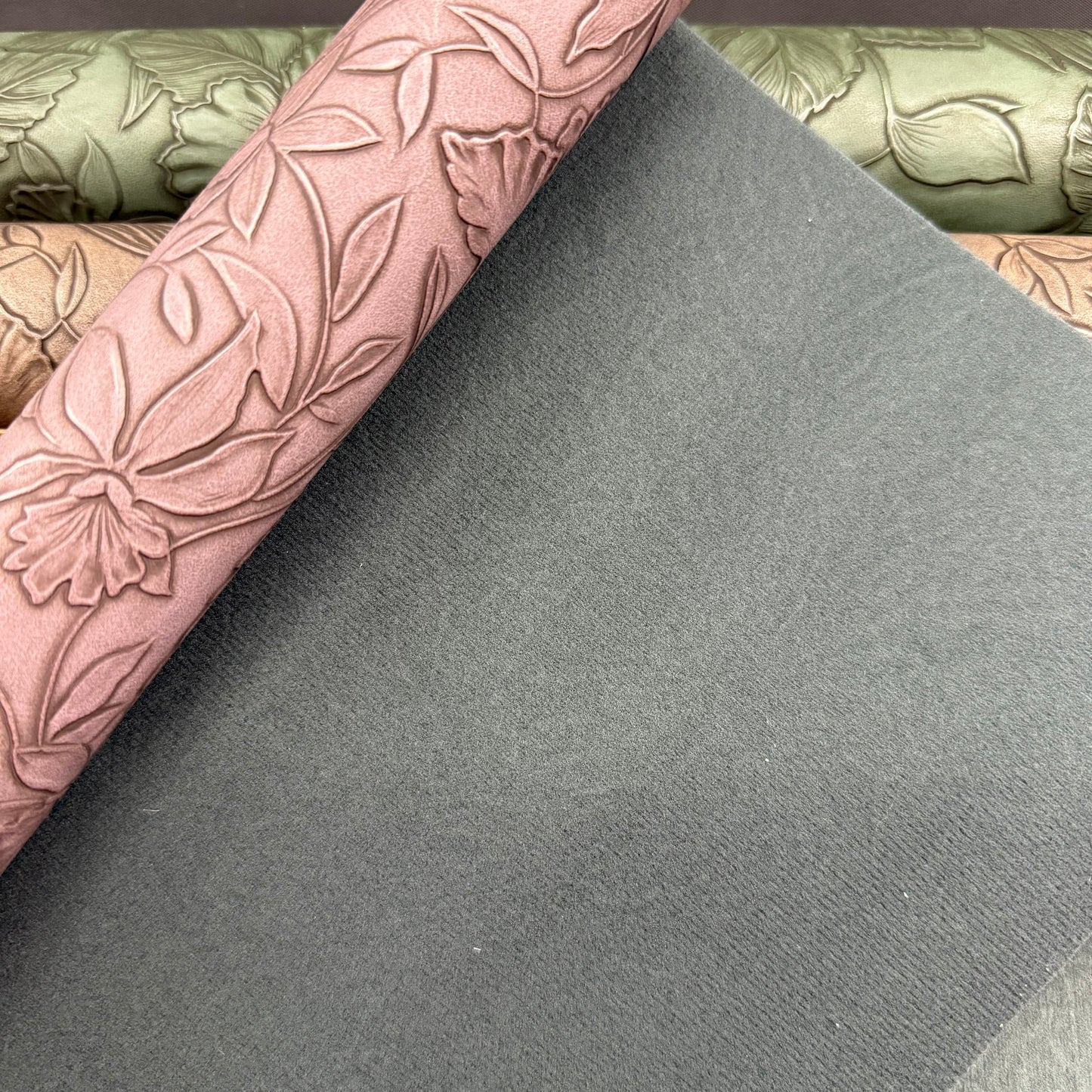 Embossed Tropics Faux Leather Half Yard Rolls