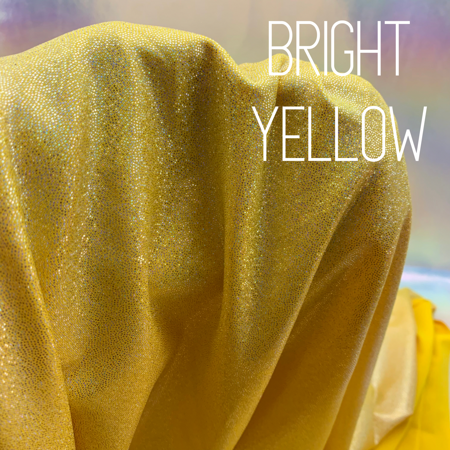 Bright Yellow  Mini Dazzle Hologram Mystique Polyester Spandex Four Way Stretch Fabric