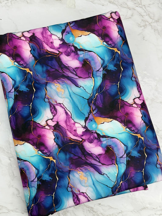 Teal Marble HydroReminisce™ Bonded Polyester Waterproof Fabric
