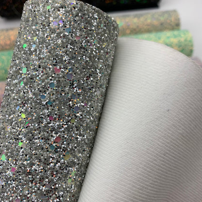 PEARL GLAM Chunky Glitter Faux Leather with Soft Felt Backing