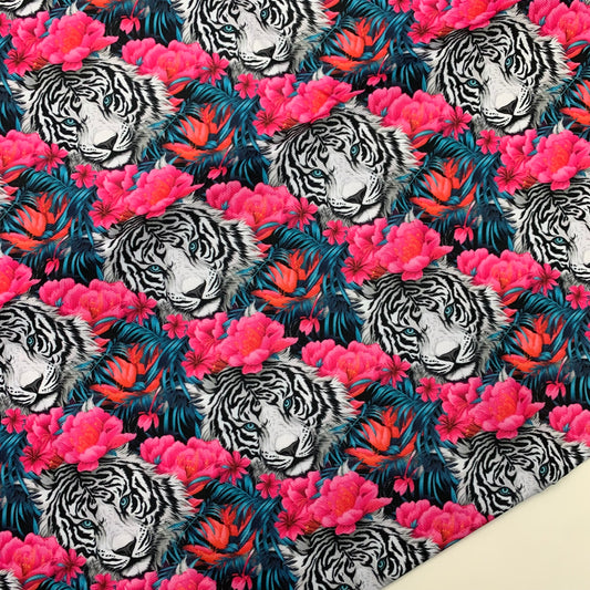 White Tiger Print Large Scale H2ONoMo™ Water Resistant Canvas  - R1 Retail