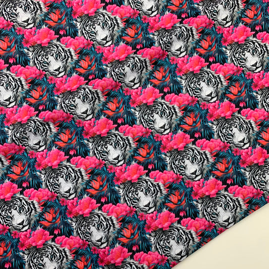 White Tiger Print Medium Scale H2ONoMo™ Water Resistant Canvas  - R1 Retail