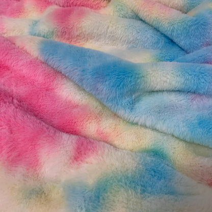 #4 Tie Dye Faux Rabbit Fur Fluffy Plush Two Way Stretch Polyester Fabric SUPER SOFT