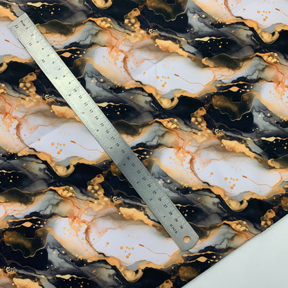 Black Marble Print HydroReminisce™ Waterproof Luxury Fabric