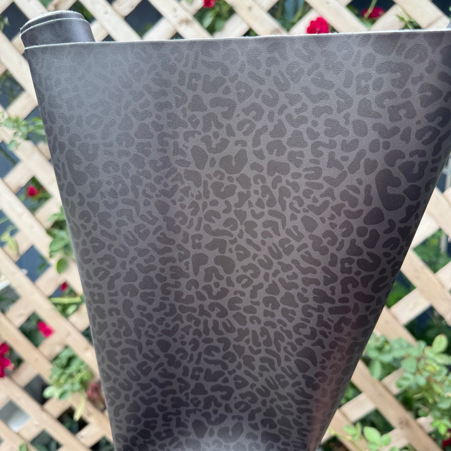Black Leopard Lambskin Smooth Vinyl Medium Scale Half Yard Roll
