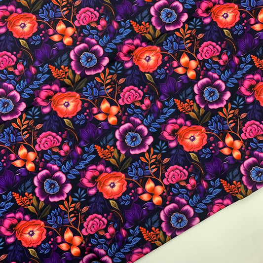 Jewel Tones Floral Print HydroReminisce™ Waterproof Luxury Fabric - R1 Retail