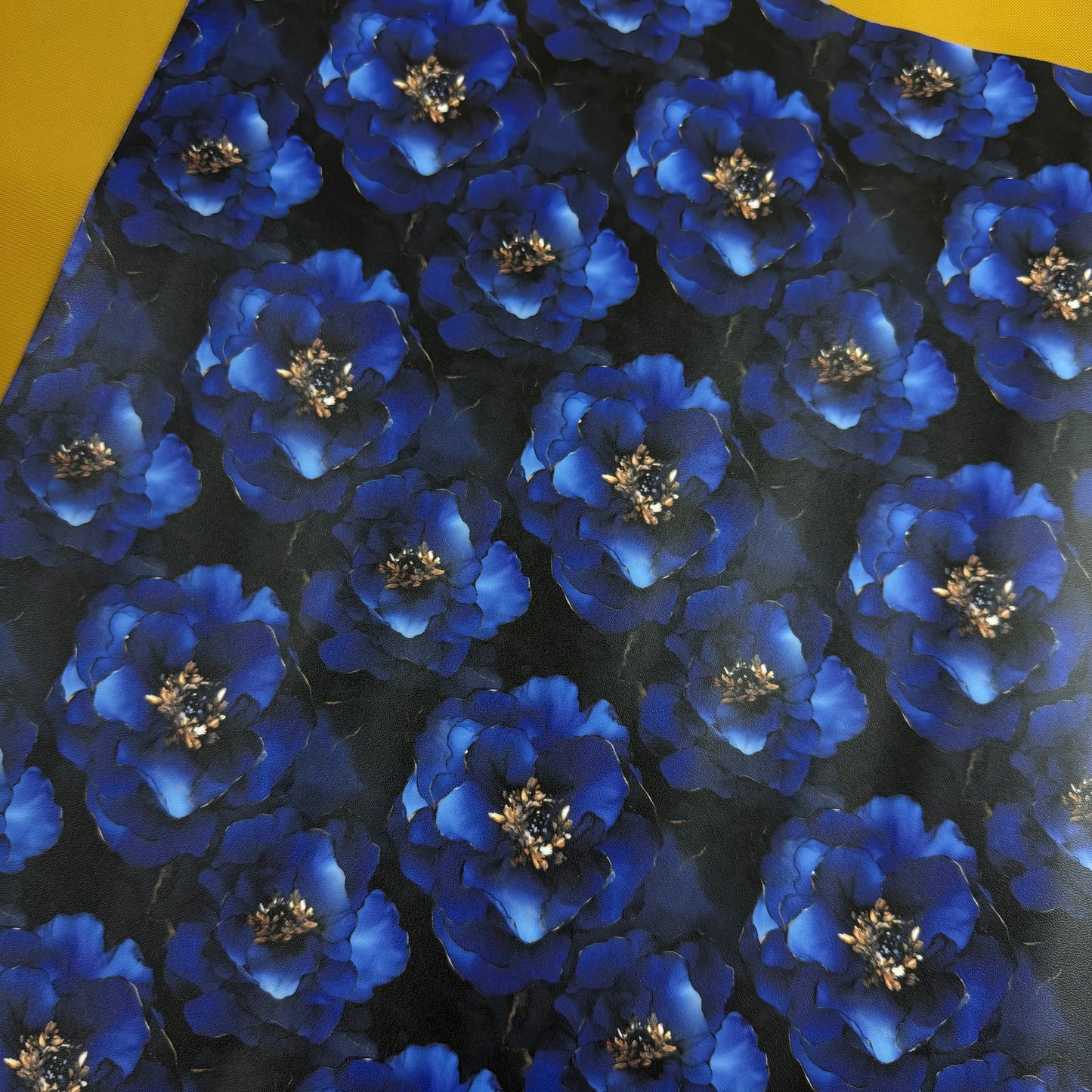 Midnight Floral Lambskin Smooth Vinyl Medium Scale Half Yard Roll