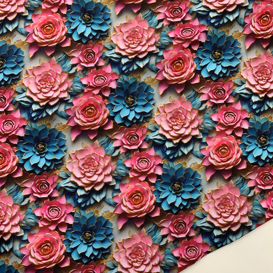 3D Cactus Flowers Print H2ONoMo™ Water Resistant Canvas