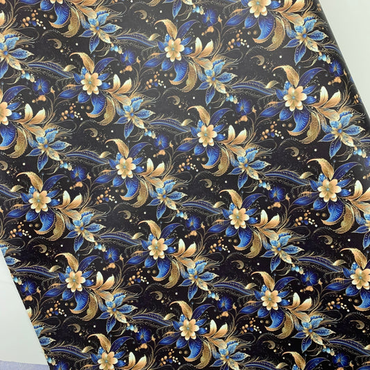 Batik Style Floral Medium scale Smooth Vinyl Custom Print