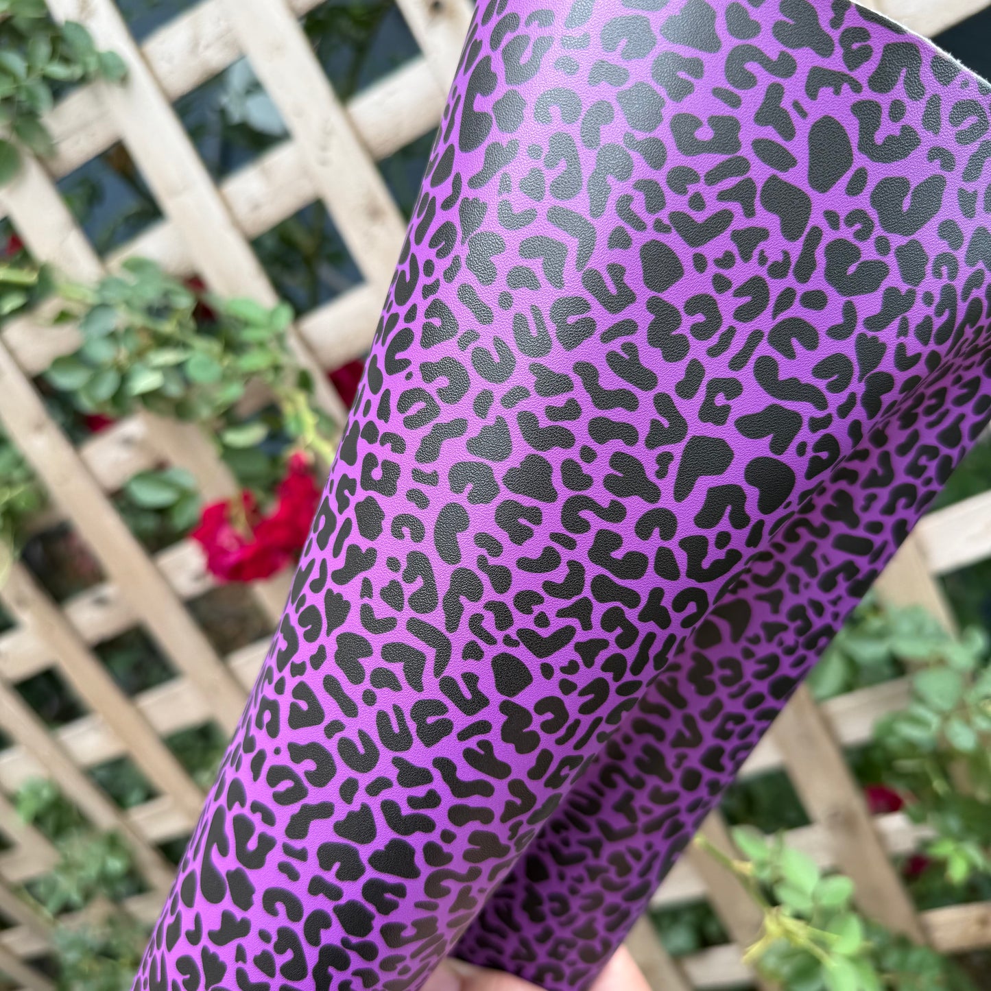 Purple Leopard Lambskin Smooth Vinyl Medium Scale Half Yard Roll