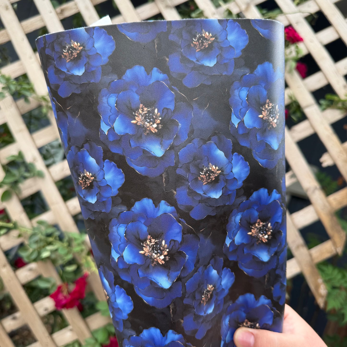 Midnight Floral Lambskin Smooth Vinyl Medium Scale Half Yard Roll