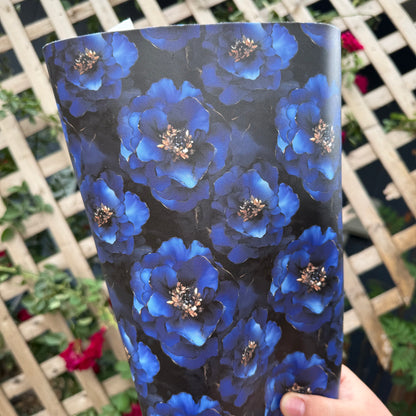 Midnight Floral Lambskin Smooth Vinyl Medium Scale Half Yard Roll