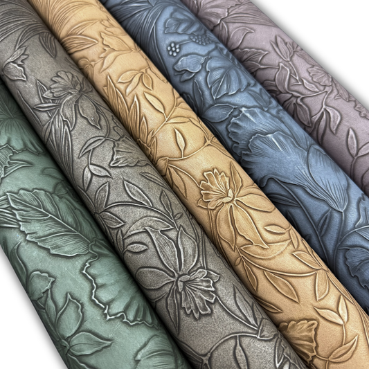 Embossed Tropics Faux Leather Half Yard Rolls