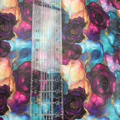Floral Alcohol Ink Lambskin Smooth Vinyl Medium Scale Half Yard Roll