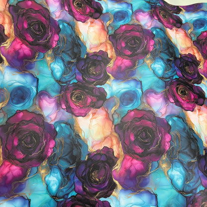 Floral Alcohol Ink Lambskin Smooth Vinyl Medium Scale Half Yard Roll