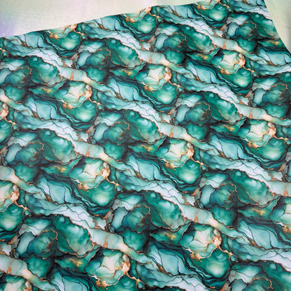 Emerald Marble Lambskin Smooth Vinyl Medium Scale Half Yard Roll