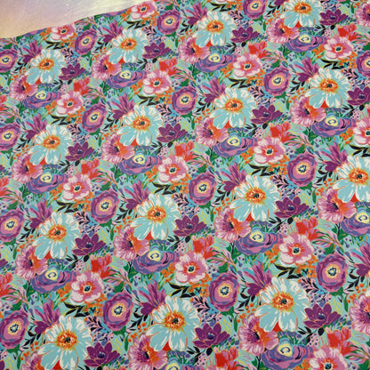Summer Floral Lambskin Smooth Vinyl Medium Scale Half Yard Roll