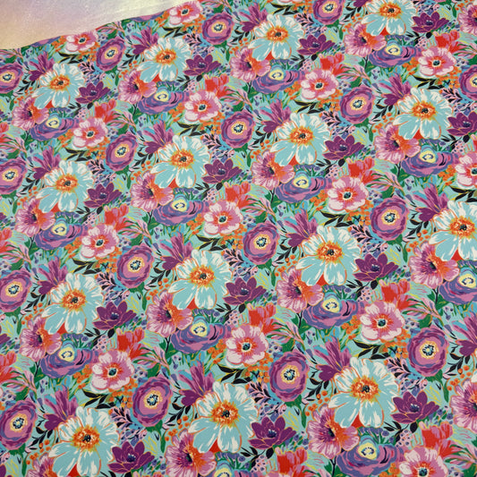 Summer Floral Lambskin Smooth Vinyl Medium Scale Half Yard Roll